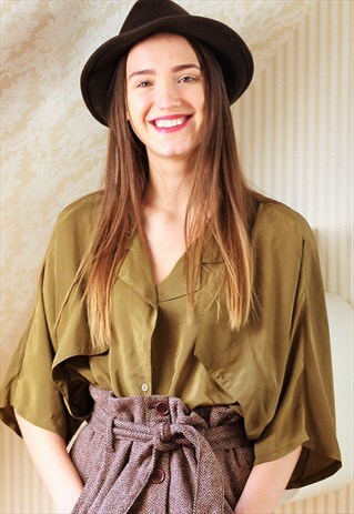 KHAKI GREEN SHORT SLEEVE VINTAGE SHIRT