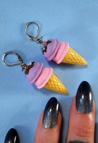 ICECREAM CONE KAWAII KITSCH FESTIVAL EARRINGS