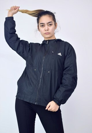 VINTAGE 90'S BLACK ADIDAS WATERPROOF JACKET WITH POCKETS