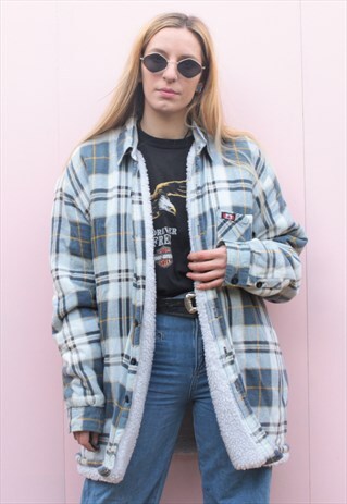 VINTAGE OVERSIZED 90'S FLANNEL SHERPA JACKET