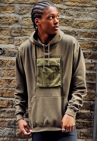 KHAKI VINTAGE POCKET HOODIE