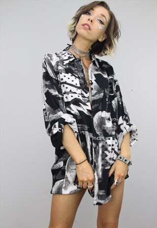 VINTAGE 80S/90S OVERSIZED PATTERNED SHIRT