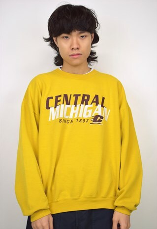 VINTAGE 90S YELLOW "CENTRAL MICHIGAN" SWEATSHIRT