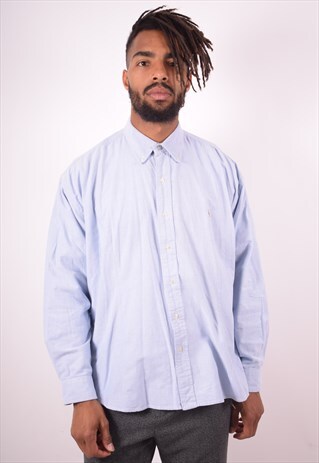 RALPH LAUREN MENS VINTAGE SHIRT LARGE BLUE 90S