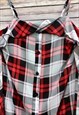 RED CHECKED COLD SHOULDER LONG SHIRT