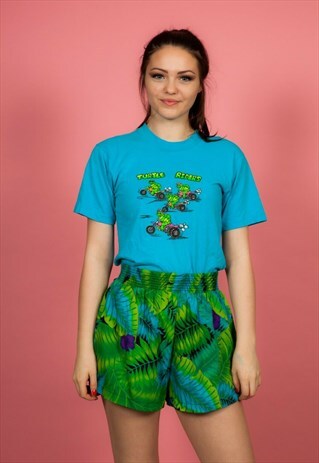 VINTAGE HAWAIIAN JUNGLE PRINT HIGH WAIST SHORTS