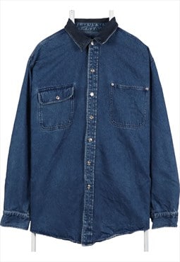 Hunt Club 90's Button Up Denim Long Sleeve Shirt XLarge Blue