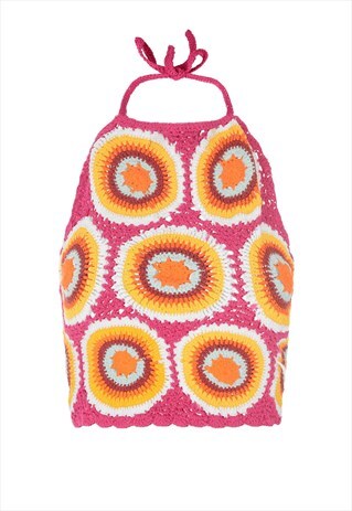 WOODSTOCK PINK CROCHET TOP