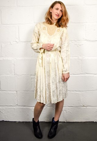 VINTAGE 70S SILKY PLEAT MIDI DRESS