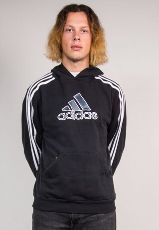 90'S VINTAGE ADIDAS BLACK SWEATSHIRT HOODIE