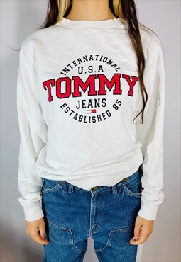 Vintage Size S Tommy Hilfiger Sweatshirt in White