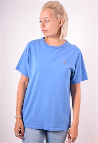POLO RALPH LAUREN WOMENS VINTAGE T-SHIRT TOP XL BLUE 90S