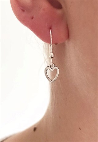 HEART EARRINGS, CUTE EARRINGS, DAINTY EARRINGS, SILVER