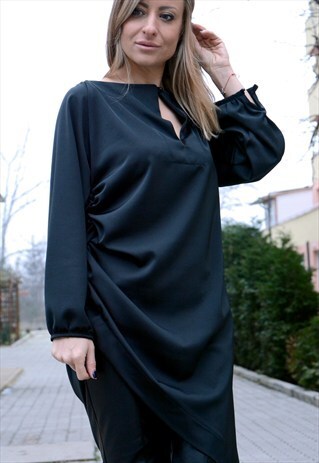 LOOSE MAXI TUNIC /LONG BLOUSE /ASYMMETRICAL TOP BY ADEPTT