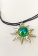 1990's Grunge Black Leather Thong Sunshine Necklace