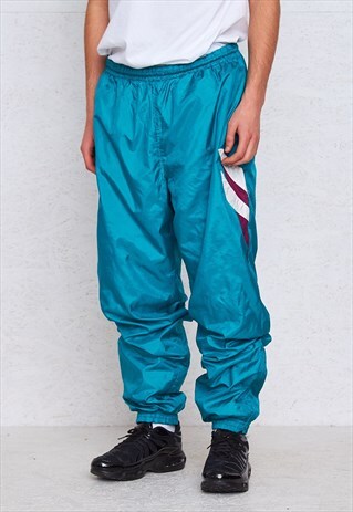 VINTAGE RETRO GREEN ADIDAS TRACK JOGGERS BOTTOMS