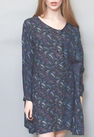 VINTAGE 1960'S MULTICOLOURED PAISLEY PRINT OVERSIZED TUNIC