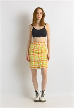 Vintage 80s cotton checked skirt Summer Skirt 7280