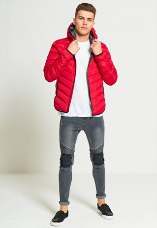 MENS RIBBED KNEE CUT OUT CHARCOAL SKINNY JEANS