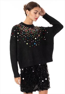 Multi color disco Sequin embellished design Soft knit jumper