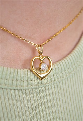 VINTAGE HEART DIAMANTE NECKLACE