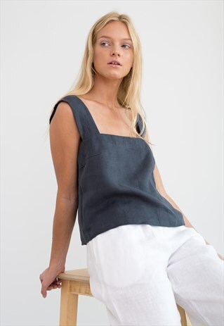 BEA LINEN TANK TOP / CROP TOP
