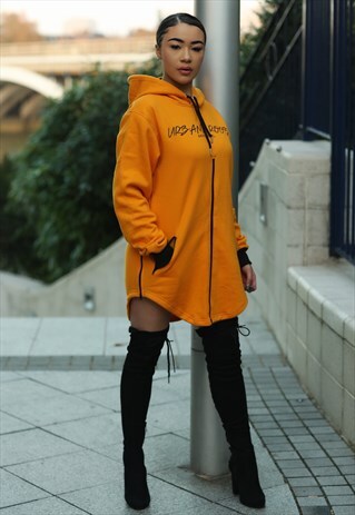 SIGNATURE MANGO UNISEX LONGLINE CURVED HEM HOODIE