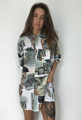 PATTERNED OVERSIZED RETRO VINTAGE UNISEX FESTIVAL SHIRT