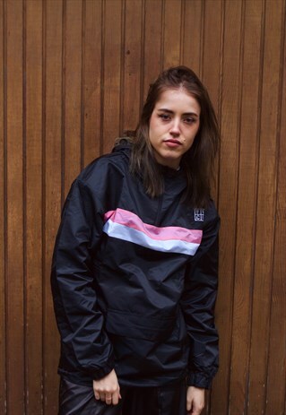 STRIPE PULLOVER JACKET BLK