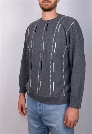 WOODPECKER VINTAGE 90'S PATTERNED KNIT JUMPER / SWEATER