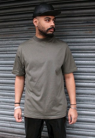 VINTAGE IZOD HIGH NECK STRIPED T-SHIRT