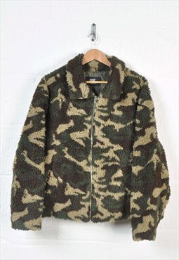 Vintage Fleece Jacket Camo Pattern Ladies XXXL