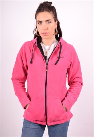REEBOK WOMENS VINTAGE FLEECE JACKET SMALL PINK 90'S