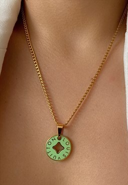 Authentic Louis Vuitton Green Pendant-Repurposed Necklace