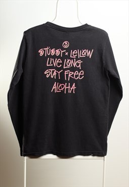 Vintage Stussy Crewneck Script Top Long Sleeve T-Shirt Black