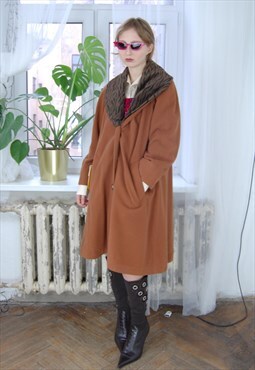 Vintage 90's glam soft baggy casual coat jacket in brown