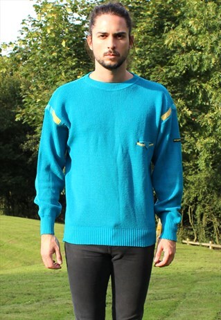 VINTAGE 80S NAUTICAL SAILING KNIT JUMPER - MEDIUM - RETRO