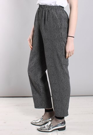 VINTAGE 80S PATTERNED HIGH WAISTED CROPPED TROUSERS