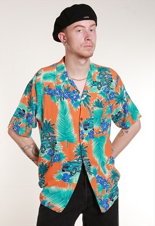 80'S HAWAIIAN SHORT SLEEVED SHIRT - L