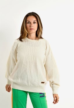 Vintage sweater unisex ivory cream white 90s 80s knit jumper