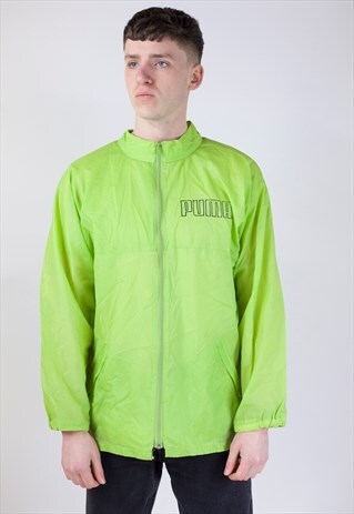VINTAGE 90S PUMA GREEN ZIP-UP SHELL JACKET