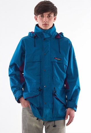 VINTAGE BERGHAUS GEMINI GORE TEX SHELL COAT 90S BLUE