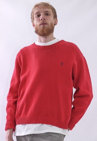 VINTAGE MENS YVES SAINT LAURENT LOGO KNIT JUMPER SWEATER
