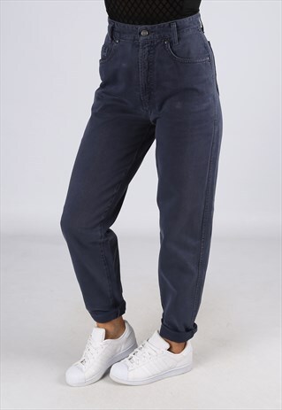 HIGH WAISTED DENIM JEANS WIDE TAPERED LEG UK 8 - 10 (25V)