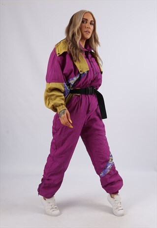 VINTAGE FULL SKI SUIT SNOW SPORTS UK 10 - 12 S M (AJ1O)