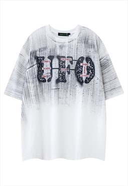 Tie-dye t-shirt bleached grunge tee UFO top in acid white