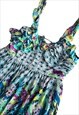 VINTAGE SUN DRESS MINI FLORAL RUFFLED FRILLY FLOATY BLUE