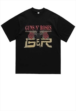 Rock band t-shirt retro guns and roses tee grunge punk top 