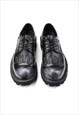 FLAME PATCH BOOTS FANCY PLATFORM BROGUE SHOES IN BLACK