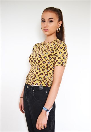 VTG 90'S GAULTIER POLKA DOT ABSTRACT SHORT SLEEVED TOP
